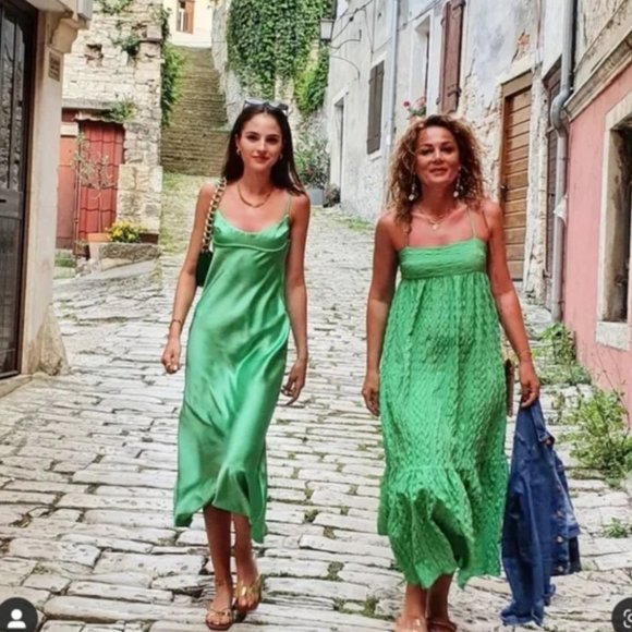 ZARA Mint Green Satin Effect Open Back Midi Maxi Dress $59.90 - Picture 16 of 17